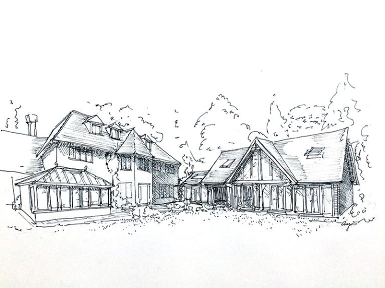 Concept sketch of entertainment barn